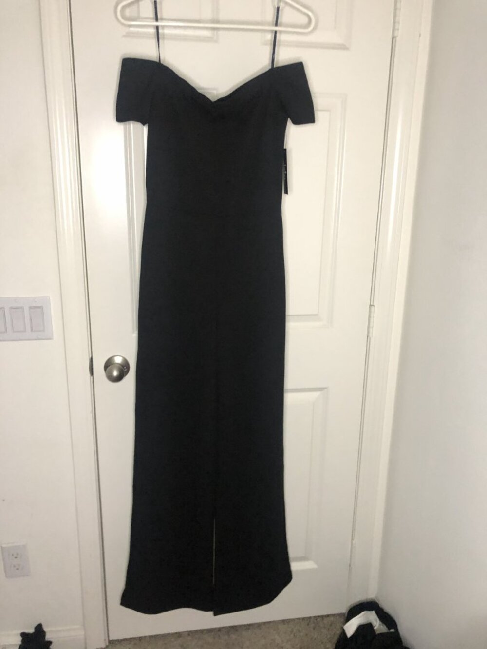 Lulus Off the Shoulder Black Jumpsuit M